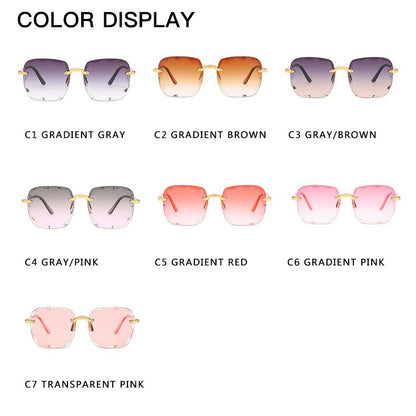 Luxury Square Rimless Fashion Sunglasses For Women