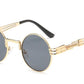 Retro Steampunk Style Gold Metal Round Sunglasses For Men and Women With Mirror Coating