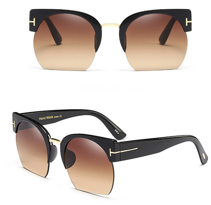 Semi-Rimless Vintage Fashion Sunglasses