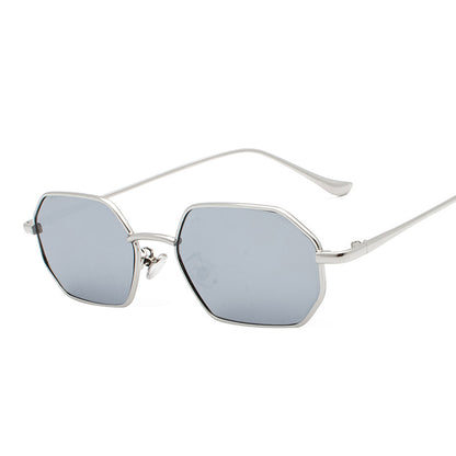 New Rectangular Small Sunglasses Polygonal Metal Men