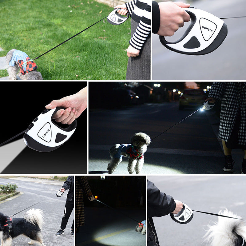 Automatic Retractable Fiber Dog Leash With Safety LED Lighting