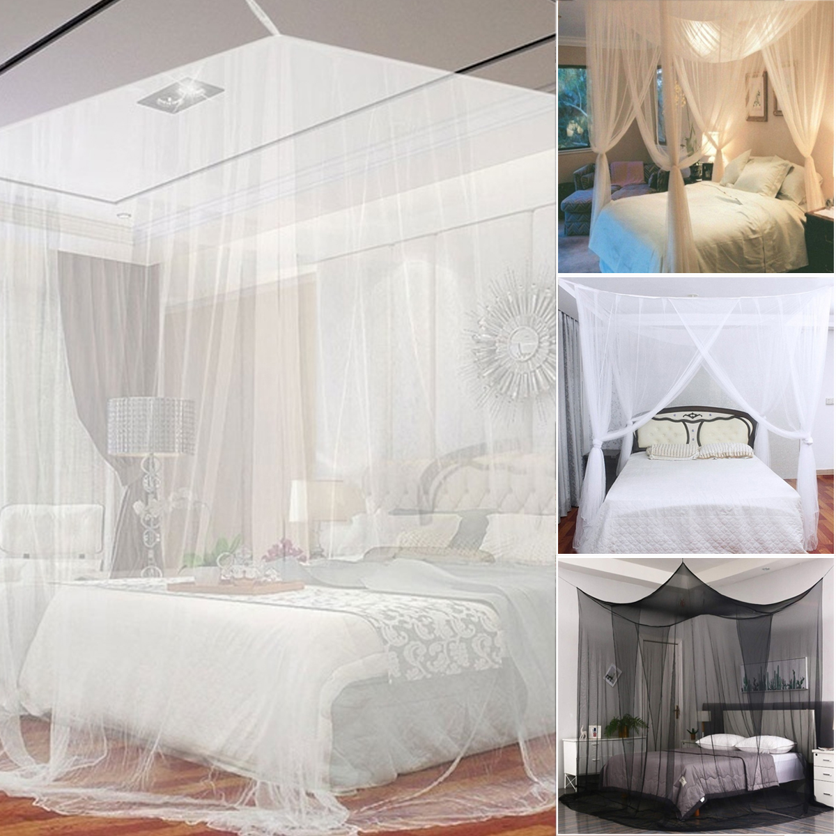 Multi-color Four Corner Mosquito Net Polyester Mesh Fabric Easy to Assemble