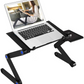 RAINBEAN  Foldable Aluminum Notebook Stand With 2 CPU Cooling USB Fans With Mouse Pad