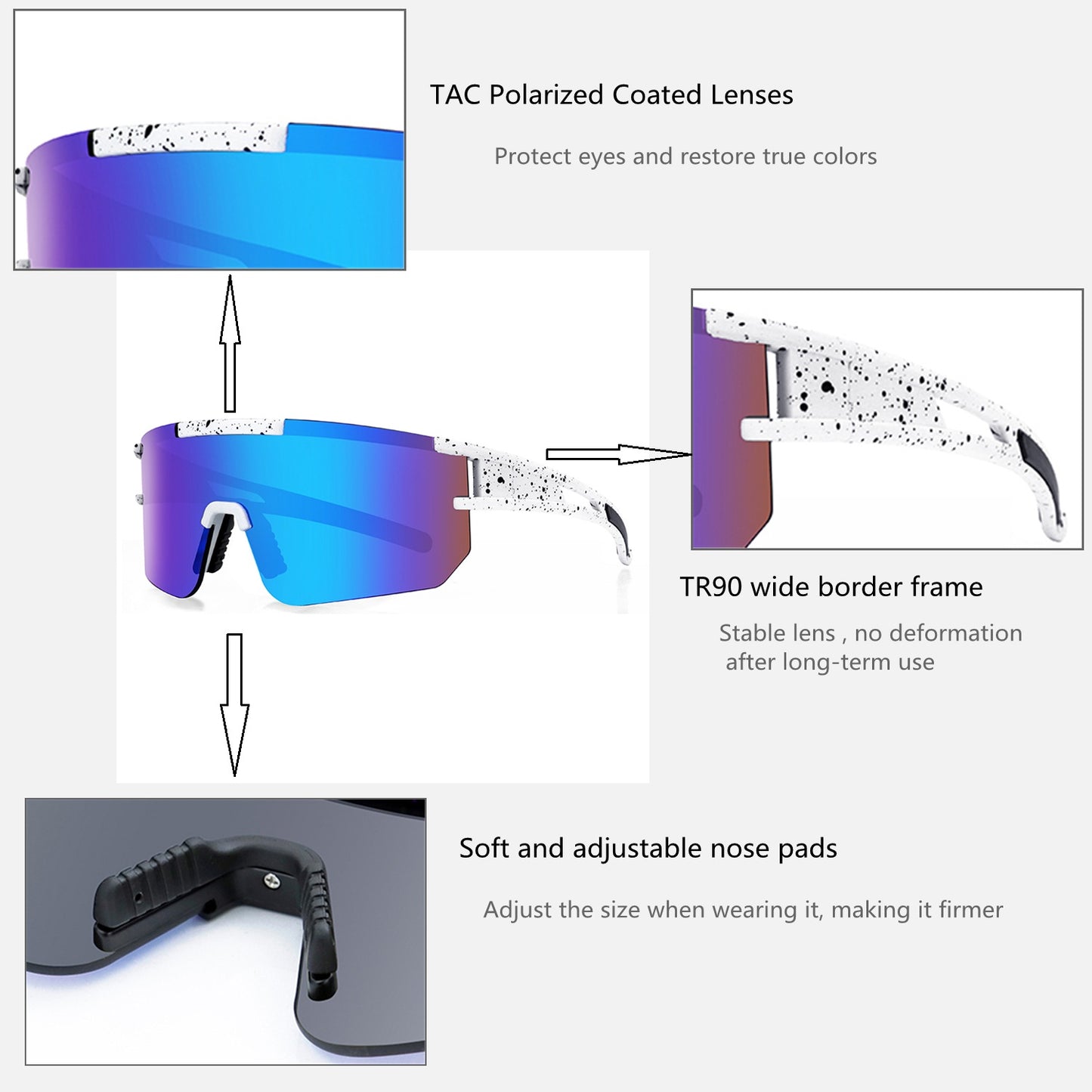 Polarized Sunglasses For Men And Women TR90 Frame Sun Glasses UV Protection For Cycling Fishing Running Golf Outdoor Sports