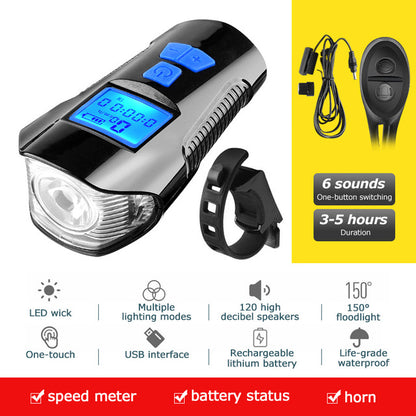 Waterproof Bicycle Light USB Charging With Horn | Speedometer