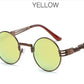 Retro Steampunk Style Gold Metal Round Sunglasses For Men and Women With Mirror Coating