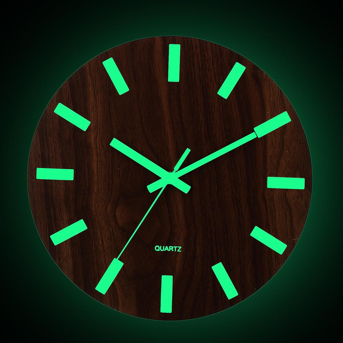 Wooden Wall Clock Glow in the Dark