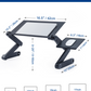 RAINBEAN  Foldable Aluminum Notebook Stand With 2 CPU Cooling USB Fans With Mouse Pad