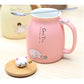 Heat-resistant Cute Cat Cup with Lid & Spoon