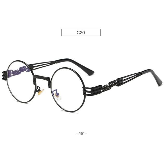 Retro Steampunk Style Gold Metal Round Sunglasses For Men and Women With Mirror Coating