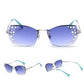 Frameless cut-edge sunglasses with mirror-set flash diamonds