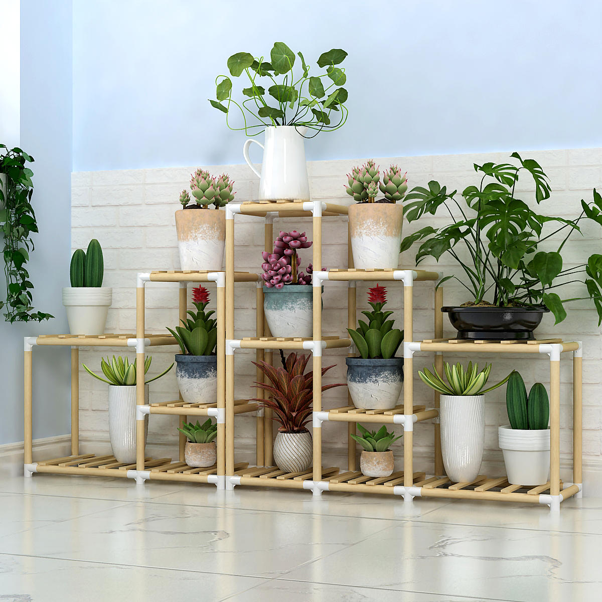 Multi-Tiers Wooden Plant Stand - Indoor|Outdoor