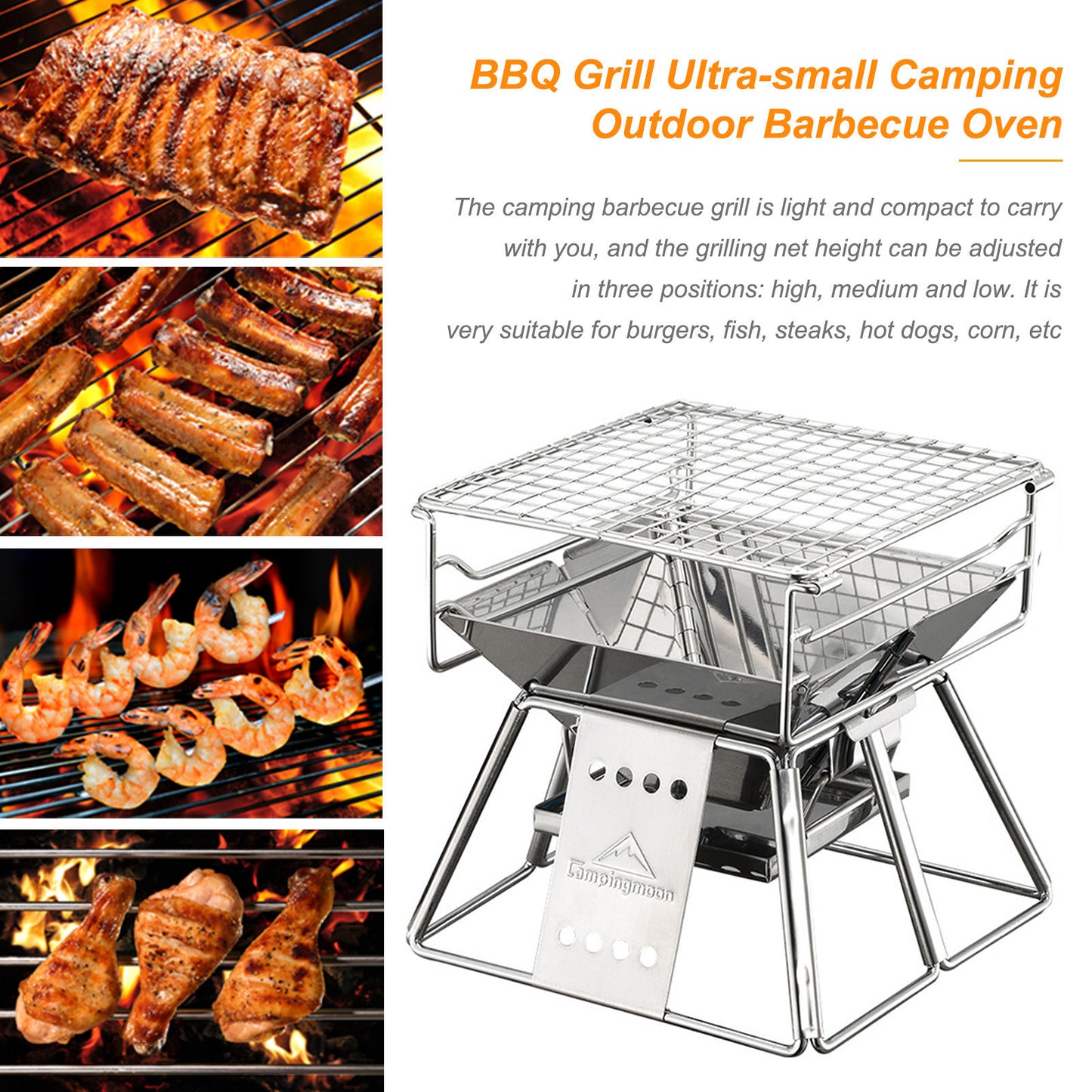 Portable Folding Non-stick Surface Stainless Steel BBQ Grill