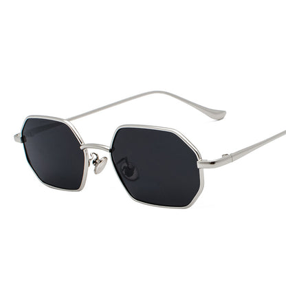 New Rectangular Small Sunglasses Polygonal Metal Men
