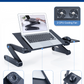 RAINBEAN  Foldable Aluminum Notebook Stand With 2 CPU Cooling USB Fans With Mouse Pad