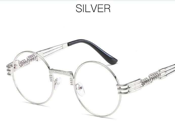 Retro Steampunk Style Gold Metal Round Sunglasses For Men and Women With Mirror Coating