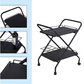 2-Tier Multi-Functional Metal Rolling Utility Cart With Lockable Wheels - Storage Rack For Bar | Kitchen | Office