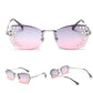 Frameless cut-edge sunglasses with mirror-set flash diamonds