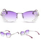 Frameless cut-edge sunglasses with mirror-set flash diamonds