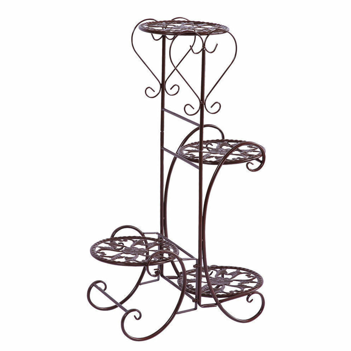 4 Tier Metal Shelves Flower Pot Plant Stand Display- Indoor|Outdoor Garden Patio