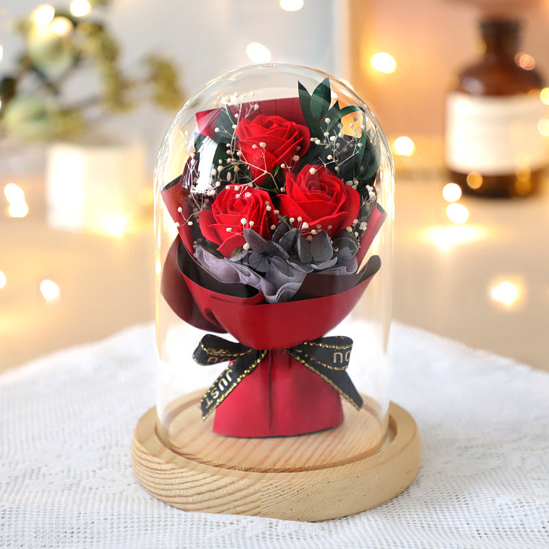 Bouquet Glass Cover Rose