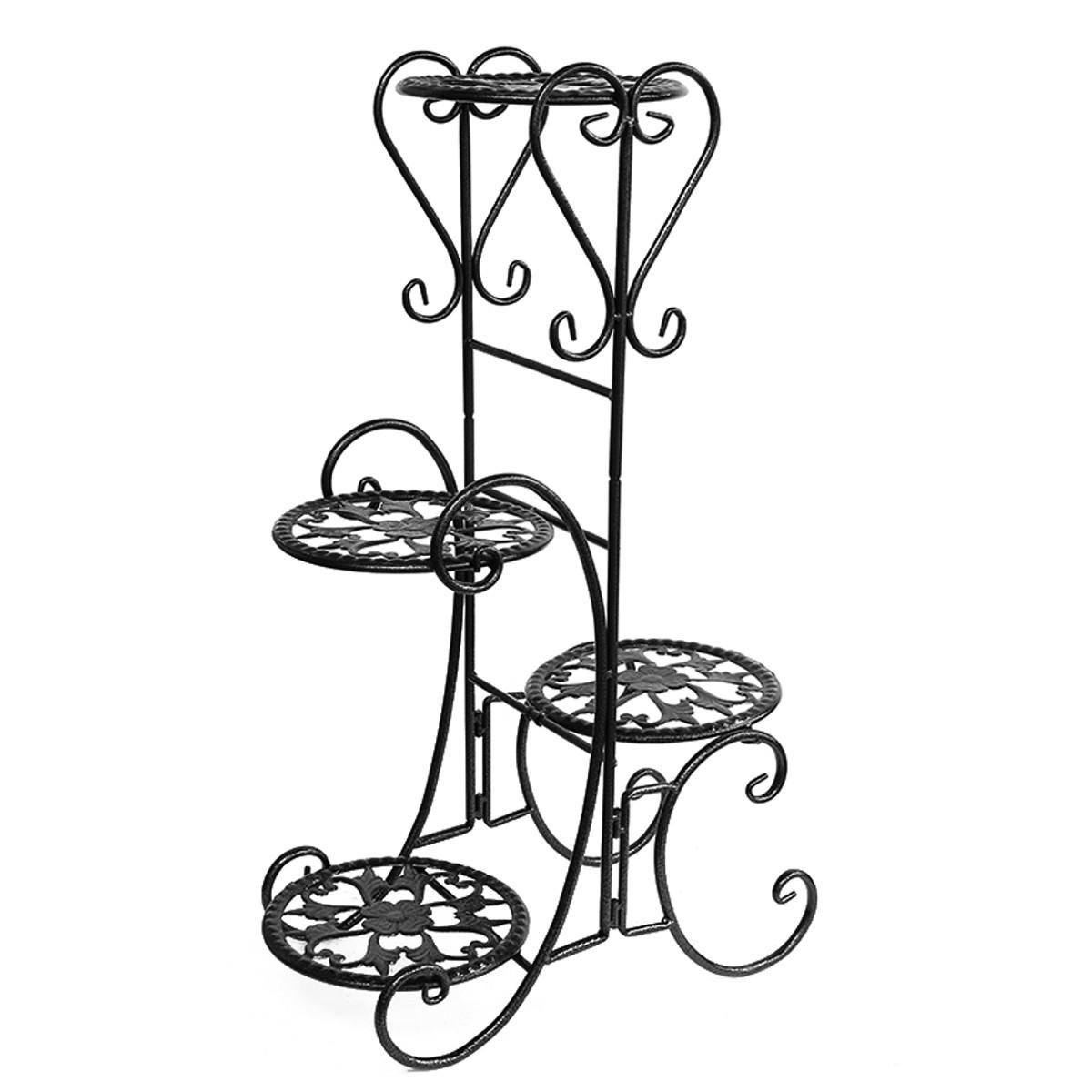 4 Tier Metal Shelves Flower Pot Plant Stand Display Indoor Outdoor Garden Patio