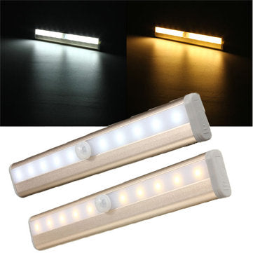 10 LED Cabinet Light PIR Human Body Motion Sensor Lamp Cupboard Closet LED Night Light LED Strip Light 6V