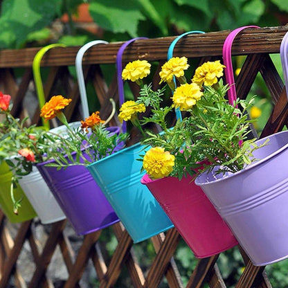 Multicolor Metal Hanging Flower Pots