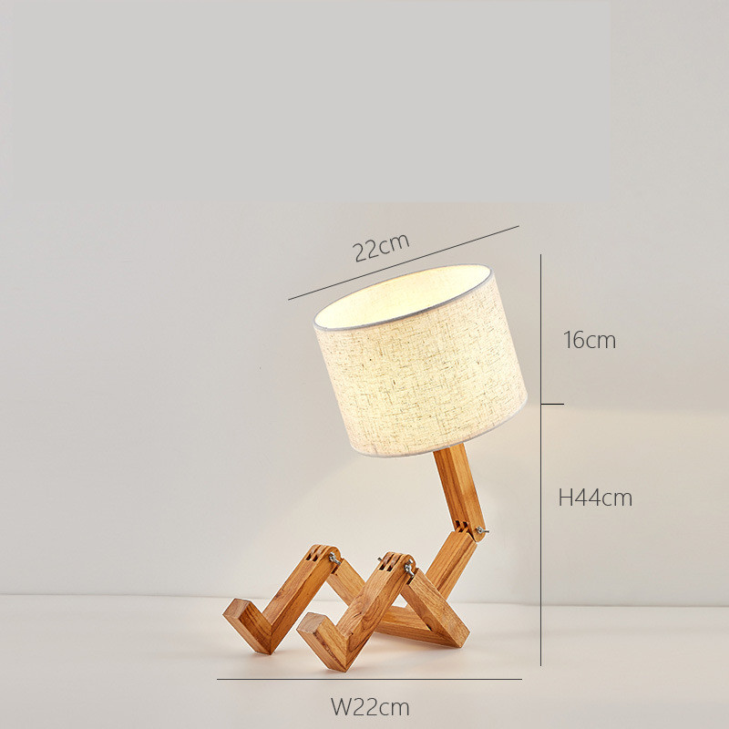 Robot Shaped Wooden Base LED Table Lamp