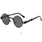 Retro Steampunk Style Gold Metal Round Sunglasses For Men and Women With Mirror Coating