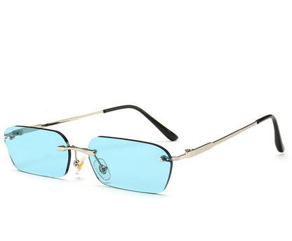 Hong Kong Style Men's Personality Yellow Square Rimless Glasses