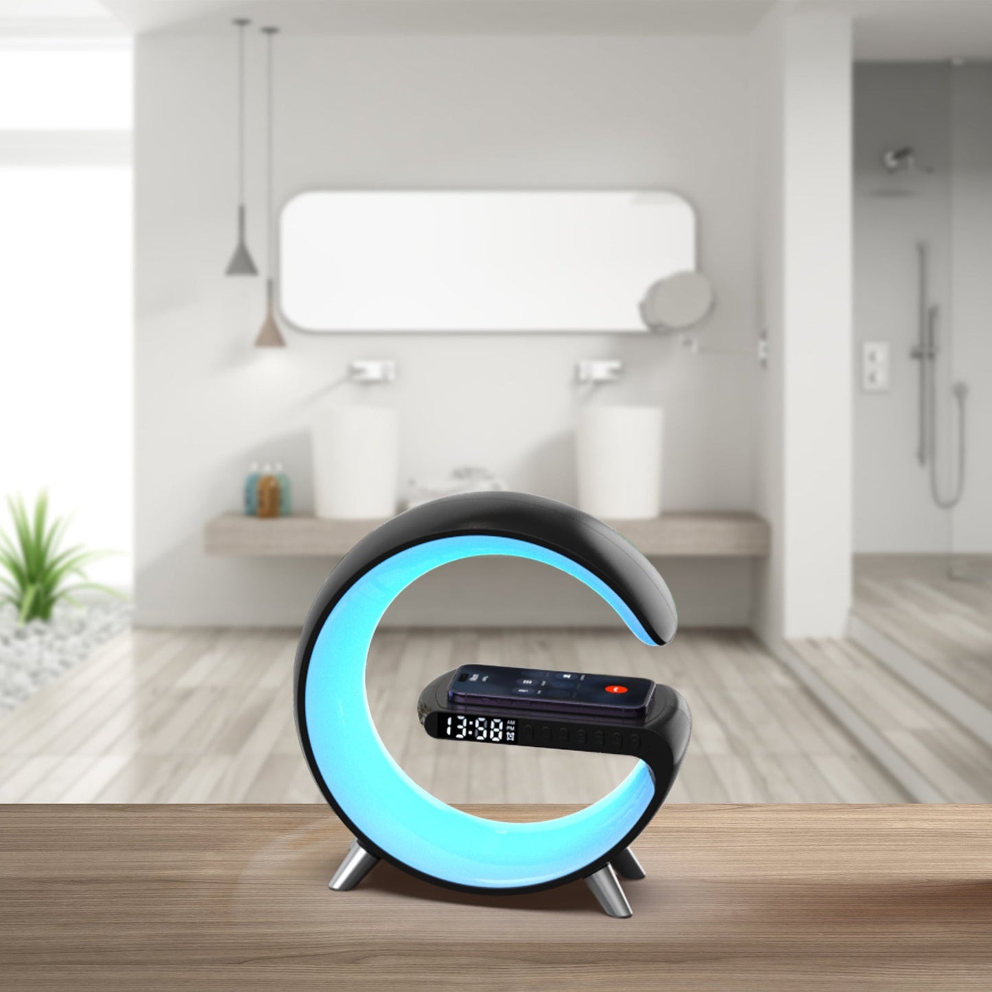 NIXOO™ Intelligent Atmosphere Lamp With Bluetooth Speaker | Wireless Charger | Clock | Alarm