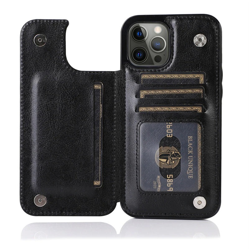 Luxury Slim Fit Premium Leather Wallet Cover For iPhone