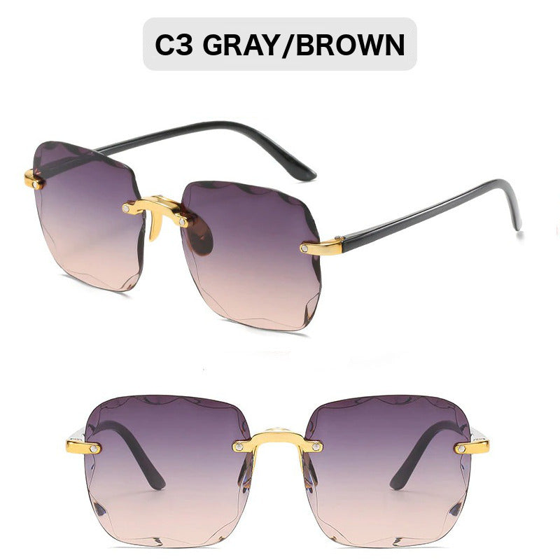 Luxury Square Rimless Fashion Sunglasses For Women