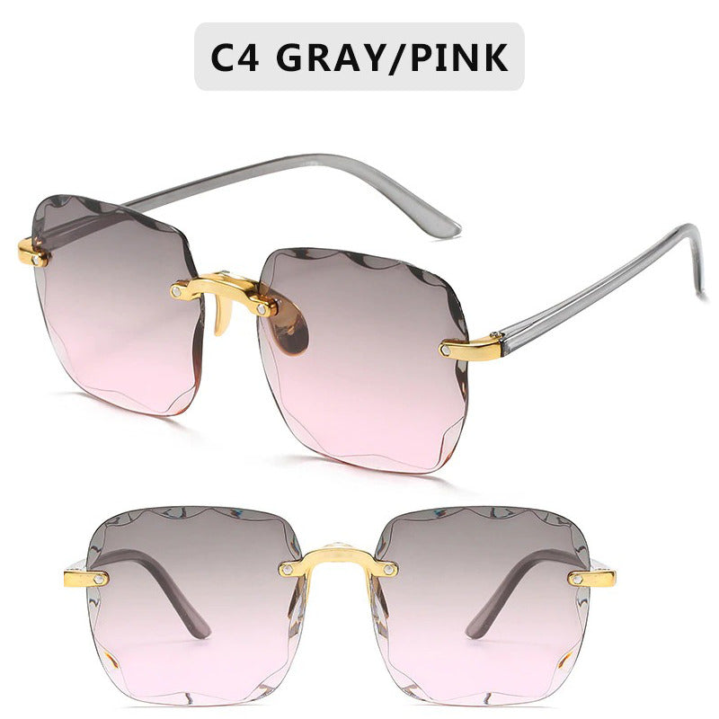 Luxury Square Rimless Fashion Sunglasses For Women