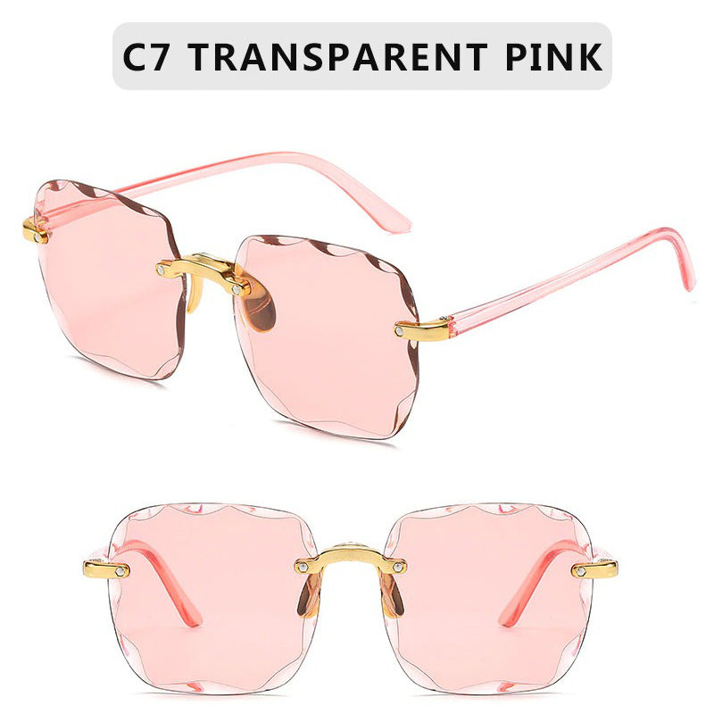 Luxury Square Rimless Fashion Sunglasses For Women