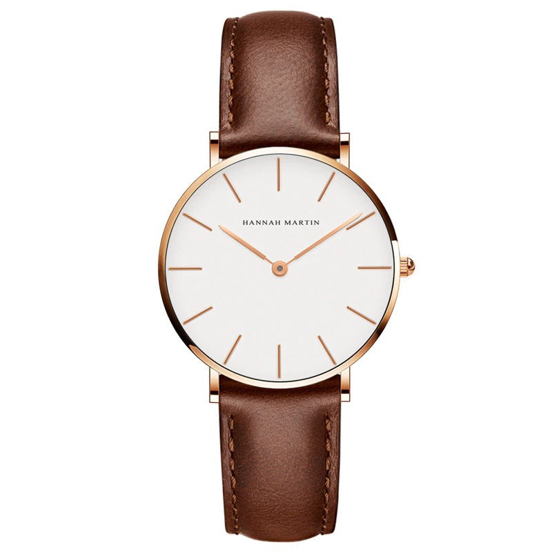 Minimalism Casual Leather Strap Waterproof Watch For Men & Women