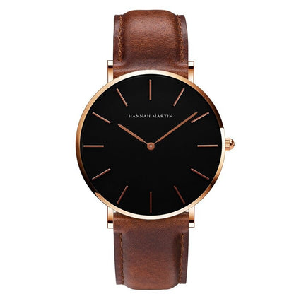 Minimalism Casual Leather Strap Waterproof Watch For Men & Women