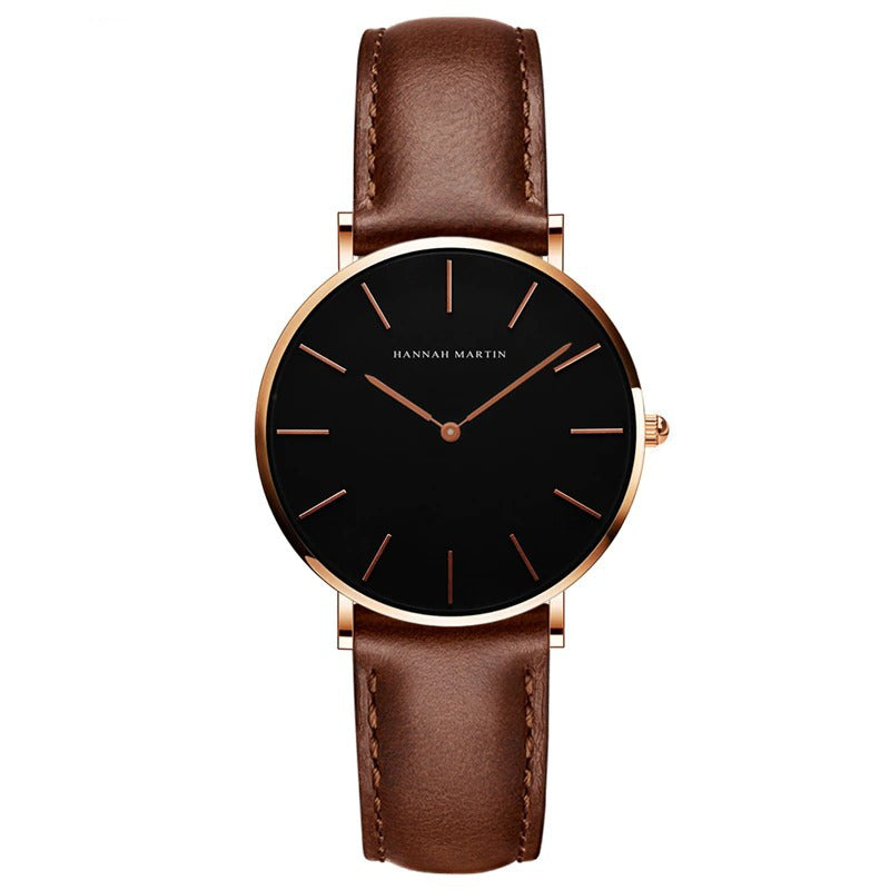 Minimalism Casual Leather Strap Waterproof Watch For Men & Women