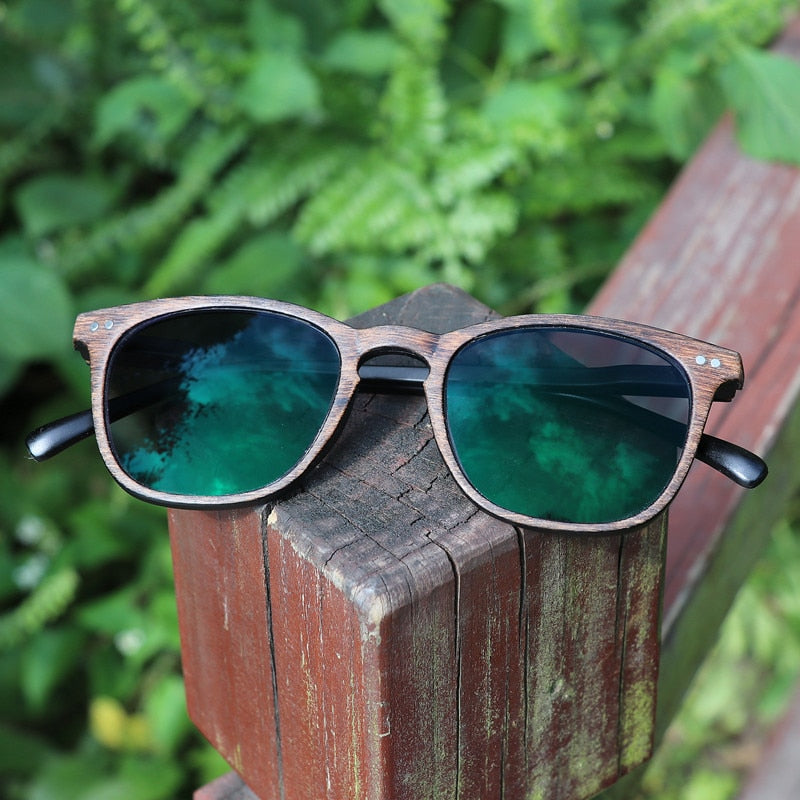 Photochromic Wood Grain Frame Prescription Myopia Sunglasses