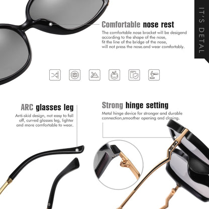 2022 Unique Vintage Frame Photochromic Polarized Sunglasses For Women