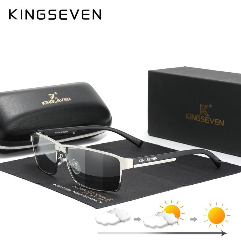 KINGSEVEN Fashion Photochromic Chameleon Polarized Sunglasses For Men & Women