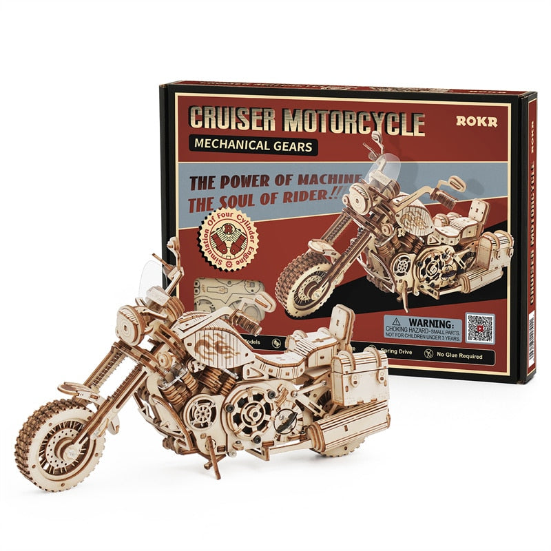 Cruiser Motorcycle 3D Wooden Puzzle Model Building Kits