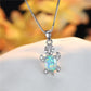 Cute Turtle Blue Purple Oval Zircon Pendant Rainbow Stone  Necklaces