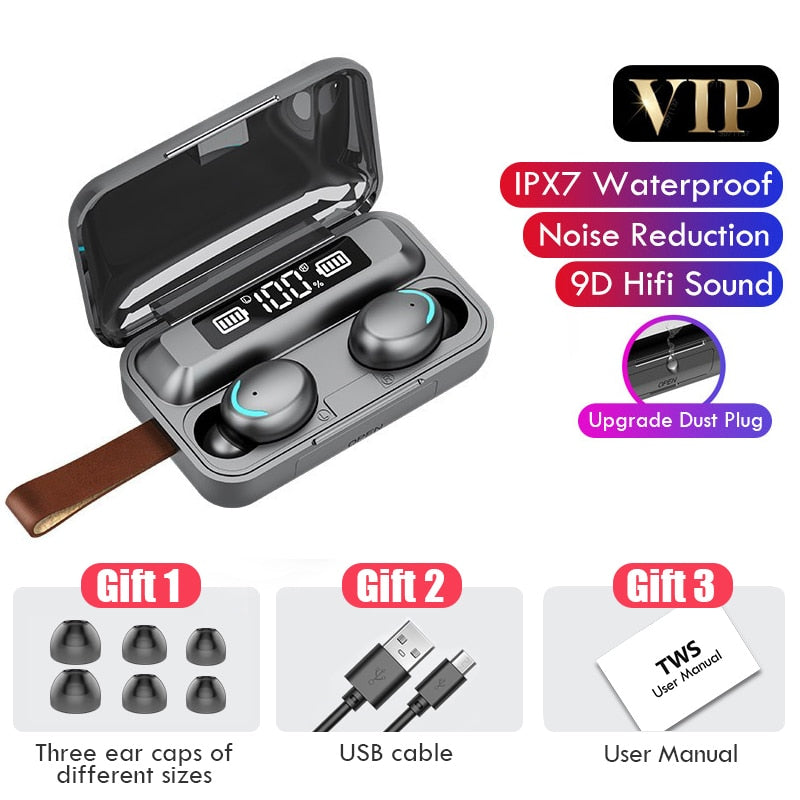 TWS Bluetooth 5.0 Waterproof Earbuds With 2200mAh Charging Box