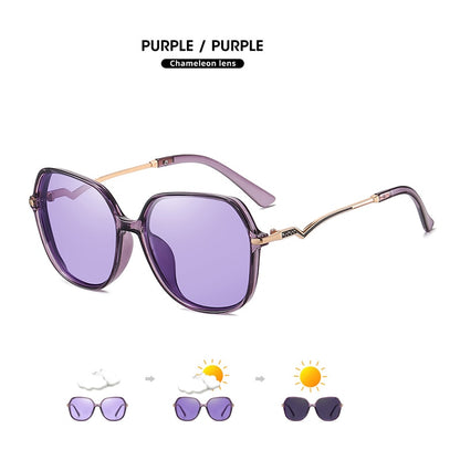 2022 Unique Vintage Frame Photochromic Polarized Sunglasses For Women