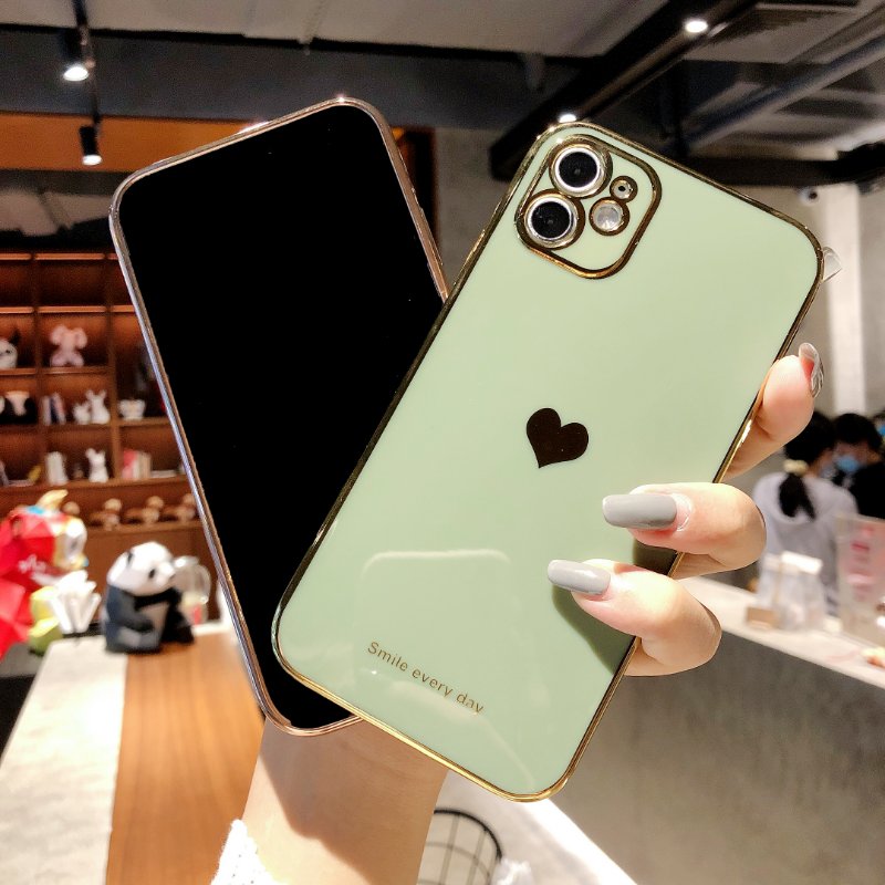 Electroplated Shockproof Protective Cover iPhone Case With Heart