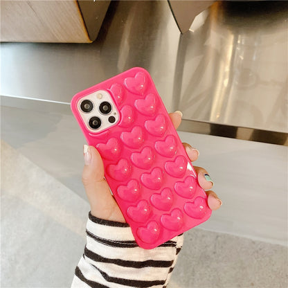 Cute 3D Candy Color Love Heart Shape iPhone Case