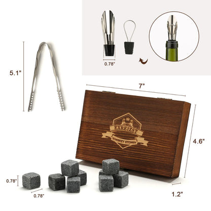 Whiskey Stones Gift Set - 9 Granite Chilling Stones