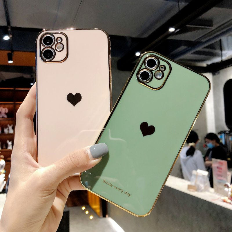 Electroplated Shockproof Protective Cover iPhone Case With Heart
